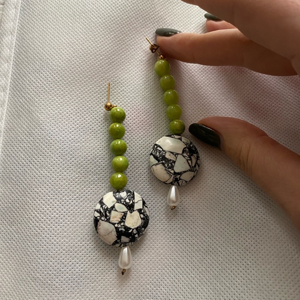 Original terrazzo bead drop earrings